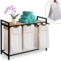 Kosz na pranie bieliznę trzykomorowy  na stelażu 120 l Massido