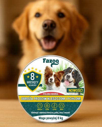 OBROŻA NA KLESZCZE i Pchły dla Dużego Psa Antykleszczowa 8 Miesięcy Fazoo na Arena.pl