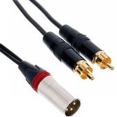 Kabel audio sygnałowy 2x RCA Cinch XLR 1m pozłacany Neutrik pro snake