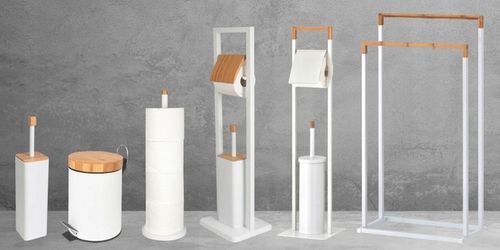 Kosz na śmieci łazienkowy 5l bambus WOLNY OPAD do wc łazienki kuchni biały na Arena.pl