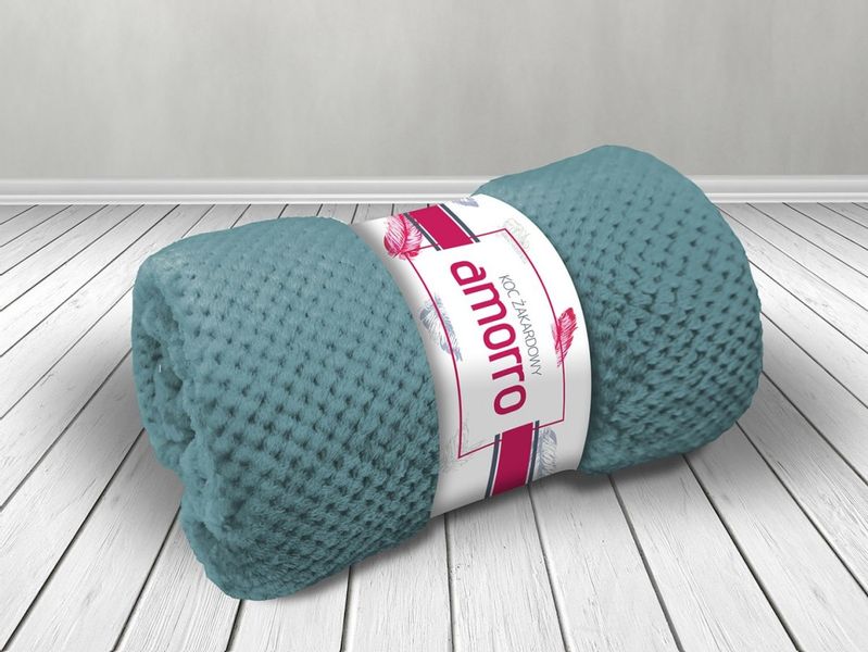 Koc żakardowy AMORRO/JASNY TURKUS/150x200 zdjęcie 1