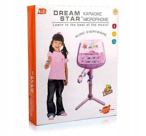 ZESTAW DO KARAOKE DLA DZIECI MIKROFON + REGULOWANY STATYW EFEKTY DŹWIĘK MP3 na Arena.pl