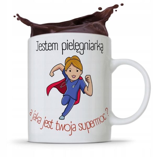 Kubek Prezent Dla Pielęgniarki Jaka Jest Twoja Moc Z Nadrukiem Ze Zdjęciem zdjęcie 1