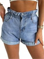 SZORTY JEANSOWE SPODENKI WYSOKI STAN MOM FIT NA GUMCE M