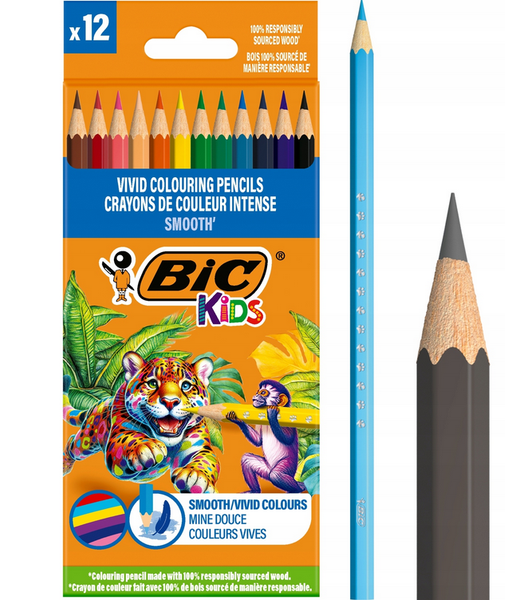 KREDKI 12KOL DREWNO ECO SMOOTH BIC zdjęcie 1
