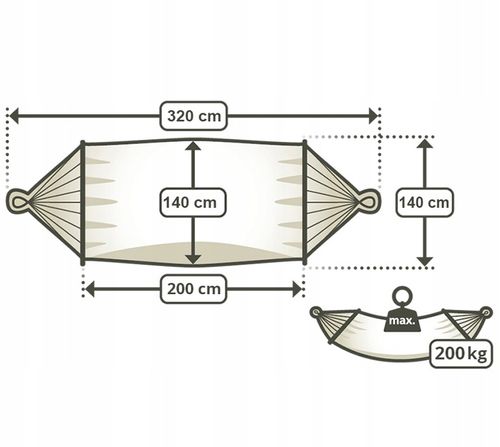Hamak z poprzeczką dwuosobowy beżowy na Arena.pl