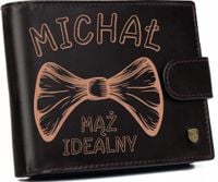 Portfel męski skórzany GRAWER prezent dla MĘŻA walentynki twój tekst + imię