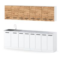 Meble Kuchenne Białe Z Drewnem Vero 2.6m Zestaw Mebli Kuchennych Dąb Wotan