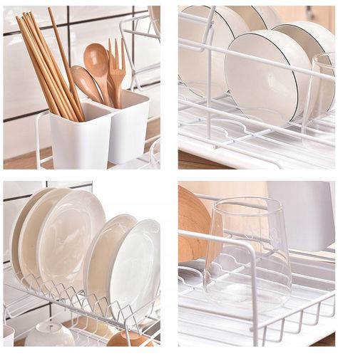 SUSZARKA DO NACZYŃ STOJĄCA BIAŁA DWUPOZIOMOWA OCIEKACZ Z TACKĄ W na Arena.pl