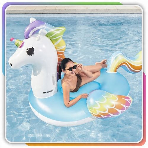 Materac Dmuchany Jednorożec GIGANT na Basen Plażę Uchwyty 224x159cm Bestway na Arena.pl