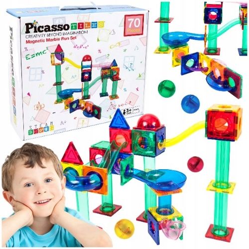 Tor kulkowy Klocki magnetyczne konstrukcyjne edukacyjne70 el kulodrom PTG70 na Arena.pl