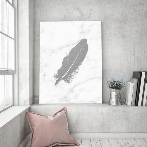 Obraz na płótnie – Canvas, szare piórko 40x60 na Arena.pl