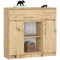 Komoda 101 cm pojemna 2 drzwi 3 szuflady 6 półek - dąb artisan