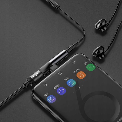Adapter Audio Baseus USB-C do Mini Jack 3.5mm + USB-C (czarny) na Arena.pl