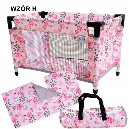 Łóżeczko dla lalek turystyczne kojec + TORBA POŚĆIEL ZESTAW 52 cm Doris na Arena.pl