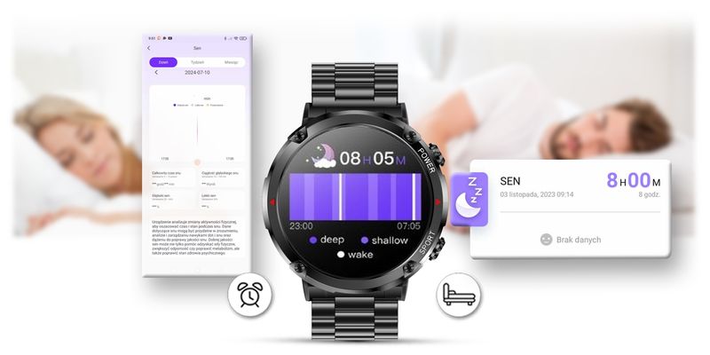Smartwatch Gravity GT21-1+ Czarny Pasek Silikonowy zdjęcie 14