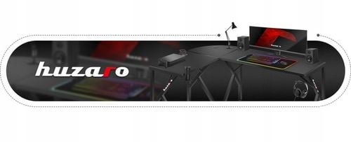 Biurko narożne gamingowe HUZARO czarne komputerowe młodzieżowe do na Arena.pl