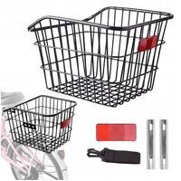 KOSZYK ROWEROWY TYLNY NA BAGAŻNIK METALOWY KOSZ Z PASKIEM ODBLASK ZESTAW