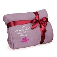 Duży różowy koc 200 x 220CM narzuta z haftem prezent dla babci