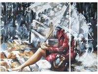 70X50CM DESZCZOWA DZIEWCZYNA DWÓJ OBRAZ NIESYMETRYCZNY