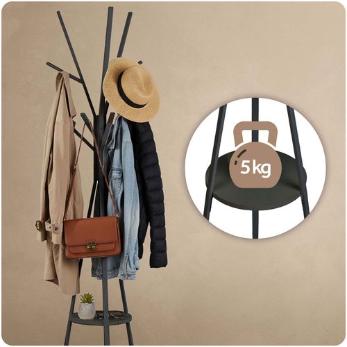 Wieszak na ubrania metalowy z półką stojący Massido MS-869 na Arena.pl