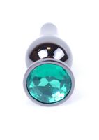 Plug-Jewellery Dark Silver Butt Plug- Green