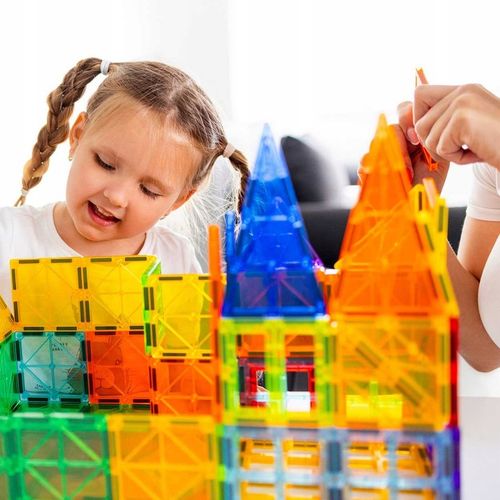 Klocki konstrukcyjne EDUKACYJNE 3D kulki rurki dla dzieci 108el MAGNETYCZNE na Arena.pl
