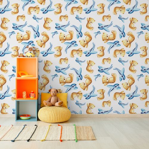 Tapeta Dla Dzieci MISIE Samoloty Malowane Akwarelą na Arena.pl