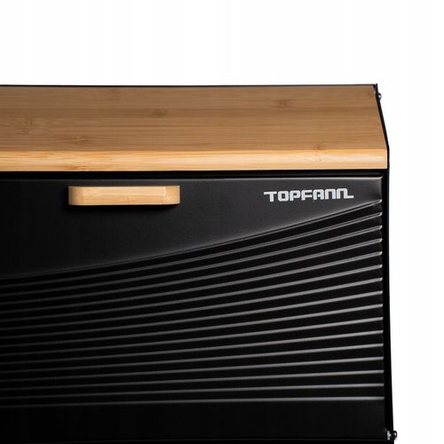 DUŻY CHLEBAK METALOWY Z DESKĄ POJEMNIK NA PIECZYWO CHLEB CZARNY BAMBUSOWY na Arena.pl