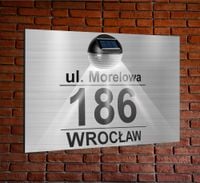 TABLICZKA ADRESOWA oświetlona lampka numer domu 40x30 SREBRNA nierdzewna