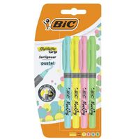 zakreślacz bic highlighter grip 4kol. pastel 8474