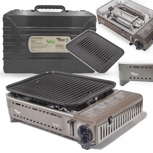 GRILL TURYSTYCZNY na KARTUSZ gazowy ALPEN CAMPING NEVADA + WALIZKA + 8x GAZ na Arena.pl