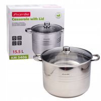 2 x Garnek stalowy 15.5 L z pokrywką 30 cm kociołek gar Kamille indukcja ga
