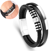 Skórzana Bransoletka czarna męska nordycka rzemyk