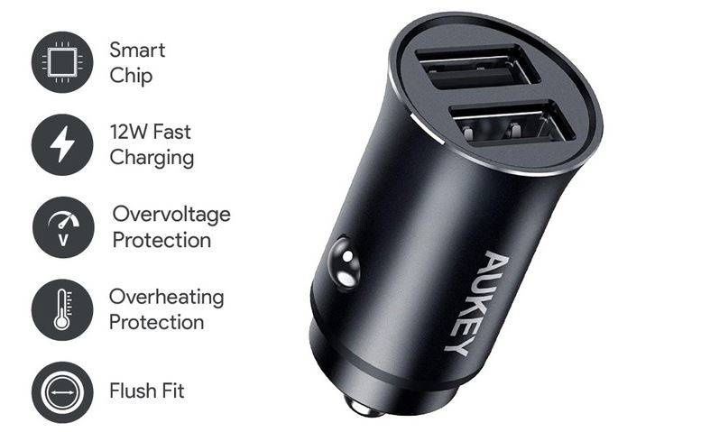 Ładowarka samochodowa Aukey CC-Q1 24W 2xUSB-A zdjęcie 3