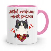Kubek Różowy Na Walentynki Obiekt Moich Paczeń Z Nadrukiem Ze Zdjęciem
