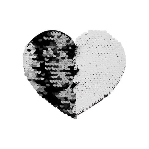 Dwukolorowe cekiny do sublimacji i aplikacji na tekstyliach - czarne serce 12 x 10,5 cm na Arena.pl