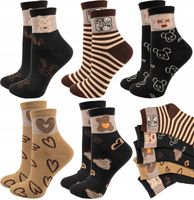 5x Skarpetki Damskie Skarpety Bawełniane Kolorowe Śmieszne Wzory 39-42
