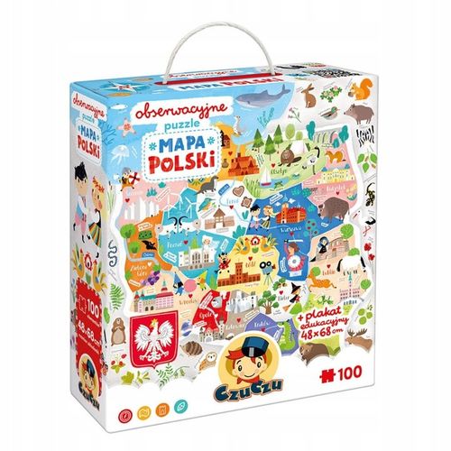 CzuCzu Puzzle Obserwacyjne MAPA POLSKI Układanka Edukacyjna 100 Elementów na Arena.pl
