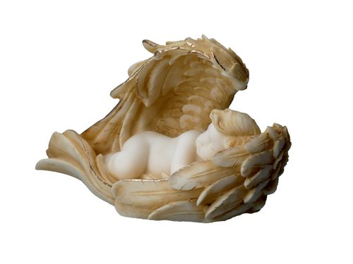 Aniołek śpiący w skrzydłach - alabaster grecki na Arena.pl