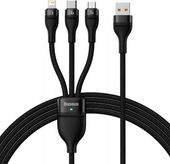 Kabel USB Baseus USBA USBC + microUSB + Lightning 1.2 m Czarny