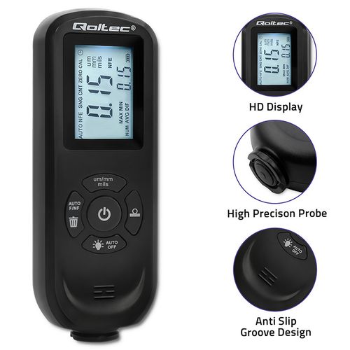 Qoltec Miernik grubości lakieru z podświetlanym bocznym LCD  0 ~ 2000um na Arena.pl