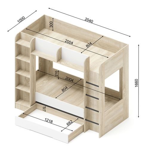 Antresola łóżko piętrowe FUJI dąb sonoma / biały mat na Arena.pl