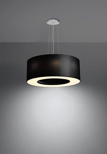 Abażurowa LAMPA wisząca SL.0748 okrągła OPRAWA zwis materiałowy czarny zdjęcie 2