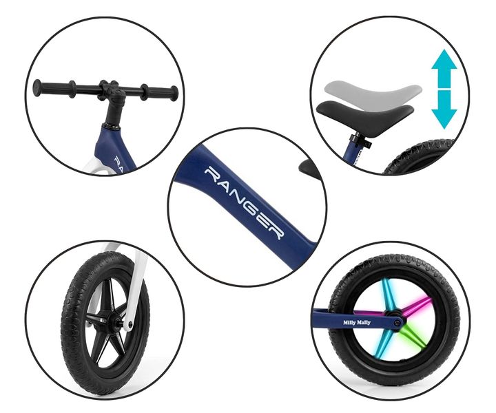 MILLY MALLY 5709 Rowerek biegowy RANGER flash navy zdjęcie 5