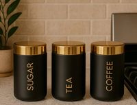 Premier Housewares Liberty Zestaw 3 pojemników czarno/złotych