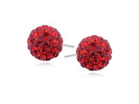 KOLCZYKI WKRĘTKI CZERWONE KULKI SWAROVSKI 10MM