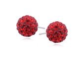 KOLCZYKI WKRĘTKI CZERWONE KULKI SWAROVSKI 10MM