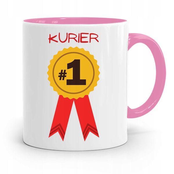 Kubek Różowy Dla Kuriera Numer Jeden Prezent Z Nadrukiem Ze Zdjęciem zdjęcie 1