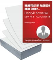 Ulotki A5 wyborcze 100 szt WYBORY KANDYDAT NA RADNEGO RADY GMINY + PROJEKT